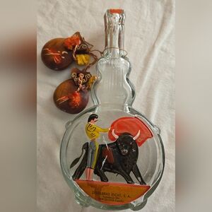 Vintage Hand Painted Guitar - Shaped Liqueur Bottle with Castanets (Spain)